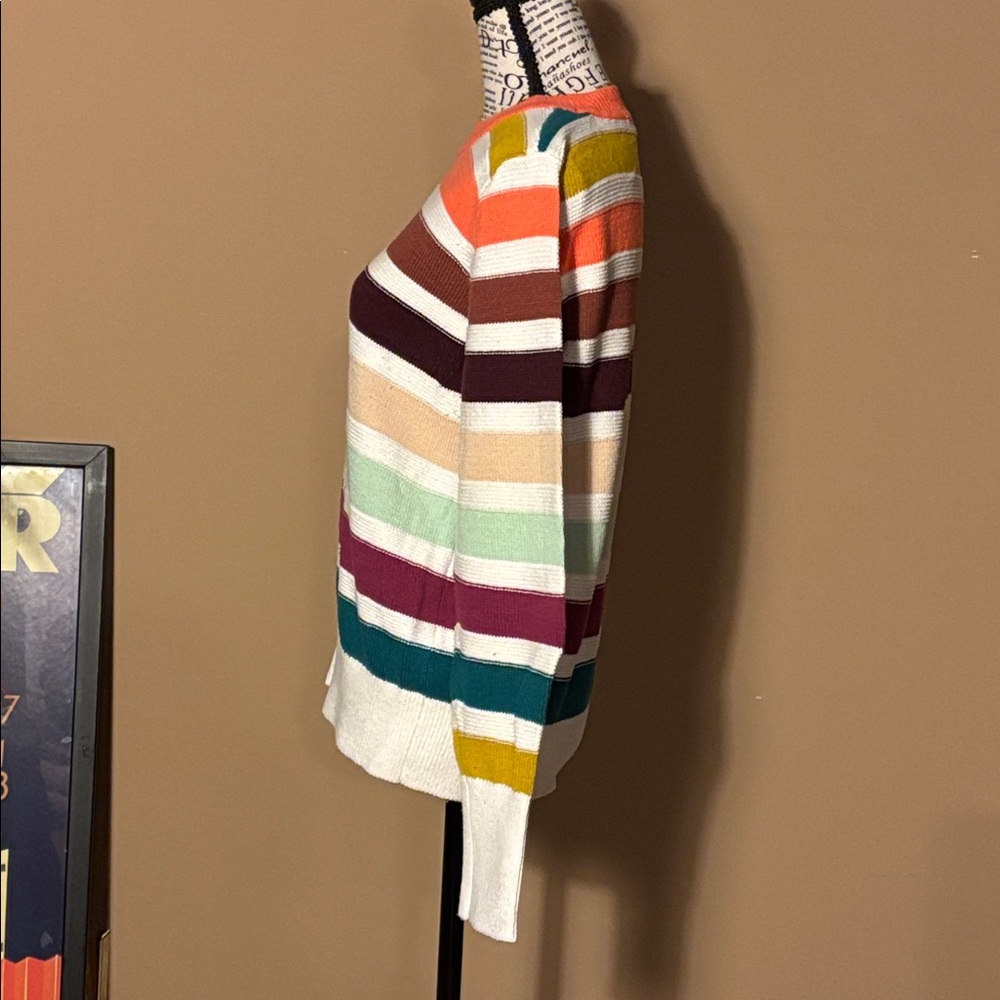 LOFT Multicolor Striped Crew Neck Sweater - Picture 7 of 8